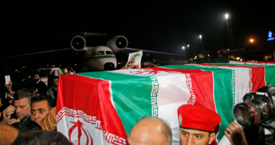 Iranians attending a funeral procession for Major-General Qassem Soleimani