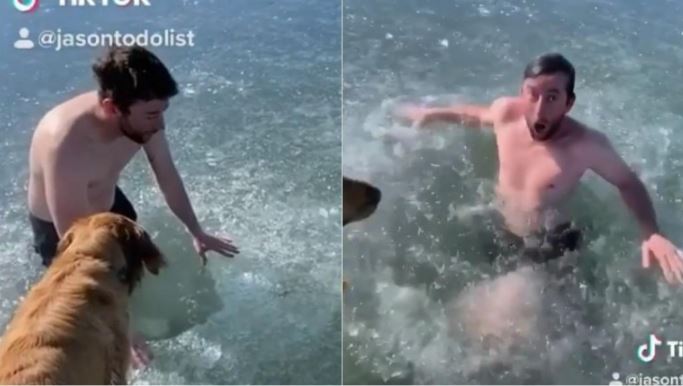 A US TikTok star had a close brush with death while he tried to swim in ice water in Utah to record a video.