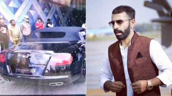 Karnataka Congress MLA's son Nalapad, out on bail, now crashes his luxury Bentley car, injures 4