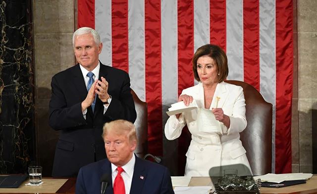Pelosi Rips Up Trump's Speech Copy In Payback After Handshake Snub