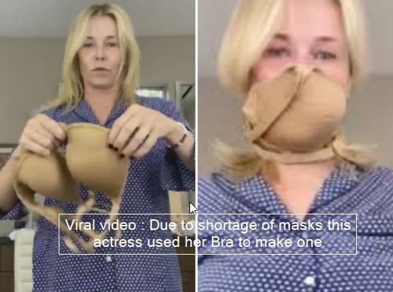 Chelsea Handler Turns Her Bra Into Mask Watch Video Due To Shortage In Supply _