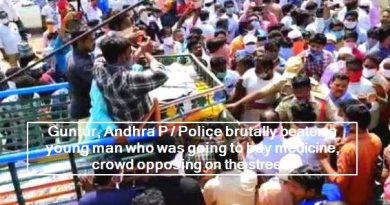 Guntur, Andhra P - Police brutally beaten a young man who was going to buy medicine, crowd opposing on the streets