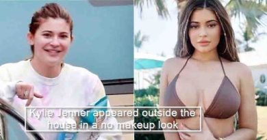 Kylie Jenner appeared outside the house in a no makeup look