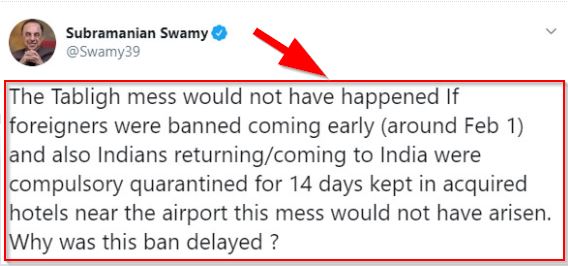 Subramanian Swamy raises question on Modi government over corona pandemic
