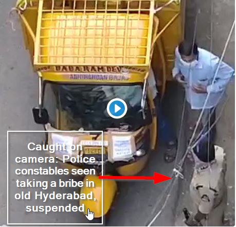 Caught on camera_ Police constables seen taking a bribe in old Hyderabad, suspen