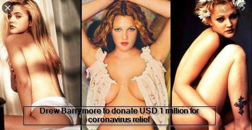 Drew Barrymore to donate USD 1 million for coronavirus relief