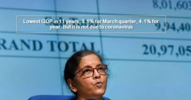 Lowest GDP in 11 years, 3.1% for March quarter, 4.1% for year. But it is not due to coronavirus
