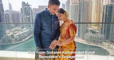 Pics From Sonalee Kulkarni And Kunal Benodekar's Engagement