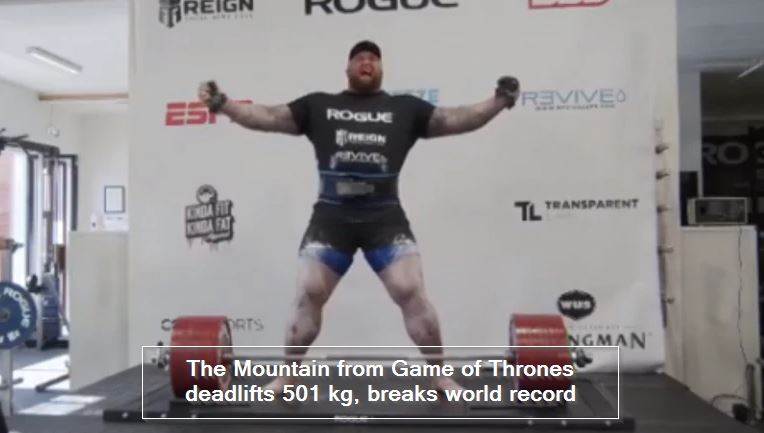 The Mountain from Game of Thrones deadlifts 501 kg, breaks world record