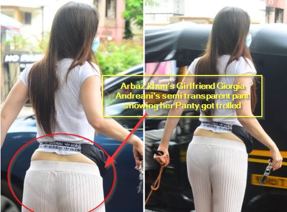 Arbaz khan's Girlfriend Giorgia Andreani's semi transparent pant showing her Panty got trolled