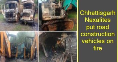 Chhattisgarh Naxalites put road construction vehicles on fire