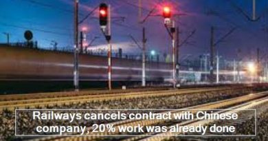 Railways cancels contract with Chinese company, 20% work was already done