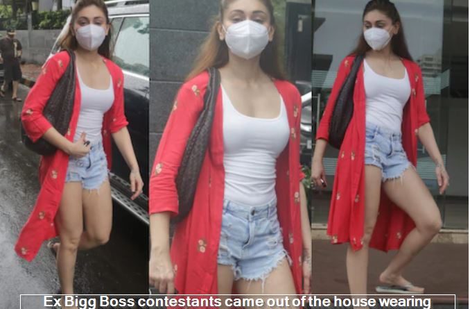Ex Bigg Boss contestants came out of the house wearing masks sexy hot images shefali jariwala
