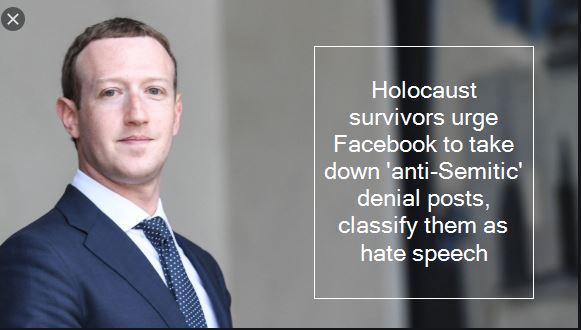 Holocaust survivors urge Facebook to take down 'anti-Semitic' denial posts, classify them as hate speech