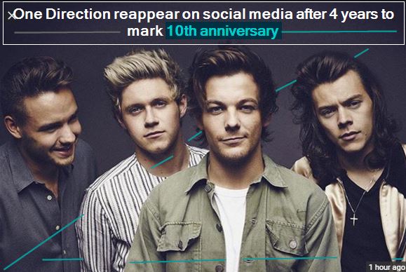 One Direction reappear on social media after 4 years to mark 10th anniversary