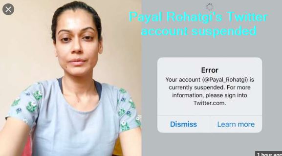 Payal Rohatgi's Twitter account suspended