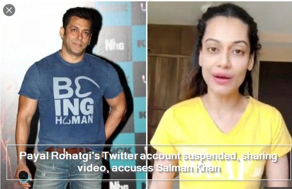 Payal Rohatgi's Twitter account suspended, sharing video, accuses Salman Khan