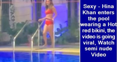 Sexy - Hina Khan enters the pool wearing a Hot red bikini, the video is going viral, Watch semi nude Video