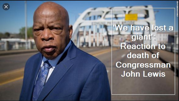 'We have lost a gian - Reaction to death of Congressman John Lewis