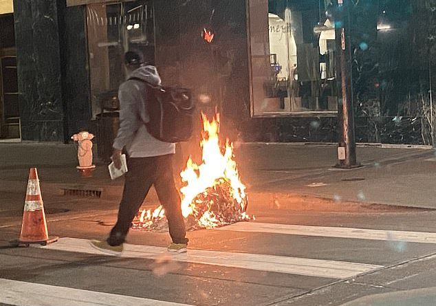 Scenes from Oakland last night, where a group of 700