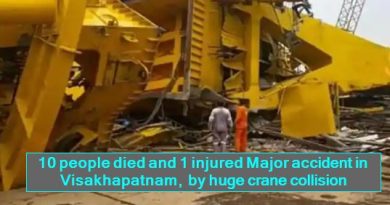 A crane collapses at Hindustan Shipyard Limited in Visakhapatnam Andhra Pradesh