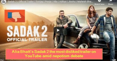 Alia Bhatt’s Sadak 2 the most disliked trailer on YouTube amid nepotism debate,