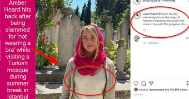 Amber Heard hits back after being slammed for 'not wearing a bra' while visiting a Turkish mosque during summer break in Istanbul