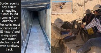 Border agents say 1300ft smuggling tunnel found running from Arizona to Mexico is 'most sophisticated in US history' and is equipped with water, electricity and even a railway track