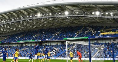 Fans were made to keep a seat between them as they gathered at the Amex Stadium for Saturday