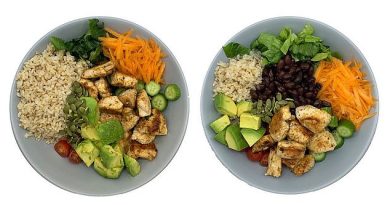 A dietitian has illustrated how the calories in your meals can vary by huge amounts without you even noticing (pictured: two different versions of Paula