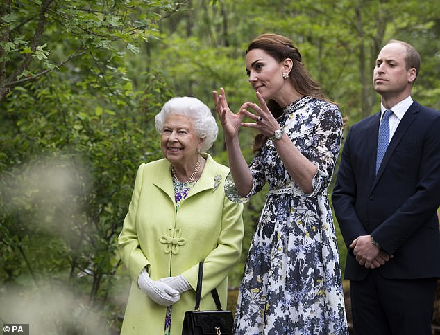 The Duchess of Cambridge (pictured with Her Majesty in 2019) is being brought