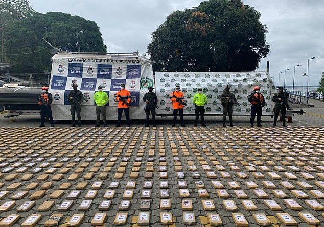 The Colombian National Police and Armed Forces intercepted a ship Sunday off the coast of the port of the city of Tumaco and seized $18million worth of cocaine that had been purchased by Mexico