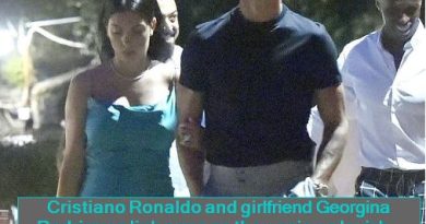 Cristiano Ronaldo and girlfriend Georgina Rodriguez link arms as they enjoy a lavish dinner with their pals during Portofino trip