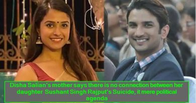 Disha Salian’s mother says there is no connection between her daughter Sushant Singh Rajput’s Suicide, it mere political agenda