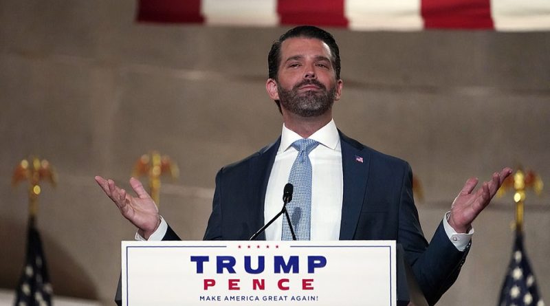 Donald Trump Jr took his turn in the spotlight on Monday night as the highest profile member of the first family to address the Republican National Convention
