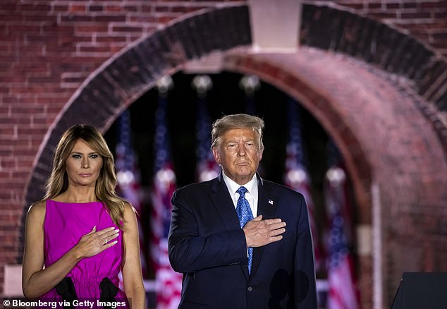 President Trump - seen with first lady Melania Trump on the third night of the Republican National Convention - has added a FEMA briefing to his Thursday schedule