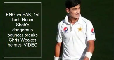 ENG vs PAK, 1st Test - Nasim Shah's dangerous bouncer breaks Chris Woakes helmet- VIDEO