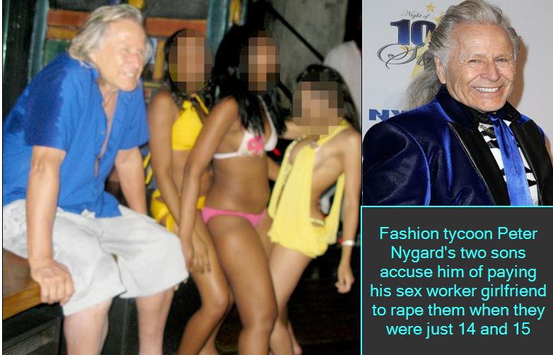 Fashion tycoon Peter Nygard's two sons accuse him of paying his sex worker girlfriend to rape them when they were just 14 and 15