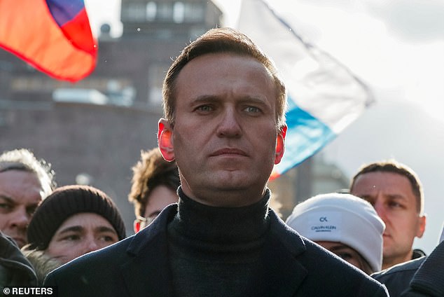Alexei Navalny (pictured above in February this year), 44, is one of the Kremlin’s biggest critics and he made his name by exposing official corruption