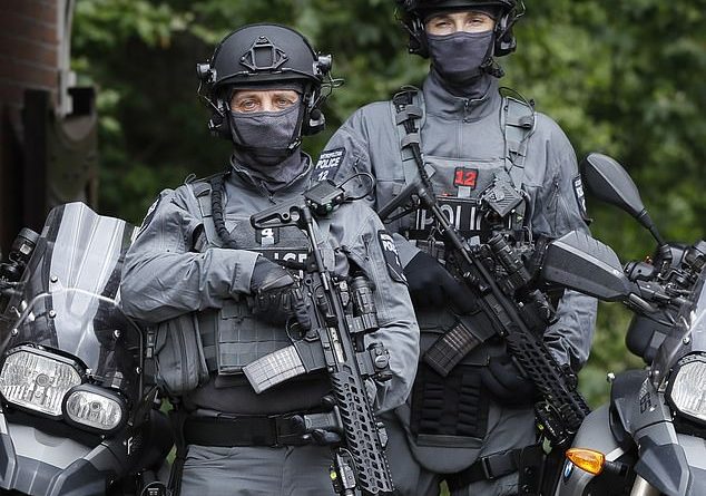 At risk? Police counter-terrorism officers (pictured in London in 2016) are increasingly using the lightweight polyethylene chest plates