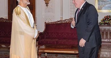 The House Foreign Affairs Committee will begin contempt proceedings against Secretary of State Mike Pompeo for refusing to comply with a subpoena for documents. Here in this photo released by the state-run Oman News Agency, U.S. Secretary of State Mike Pompeo, right, meets with Oman