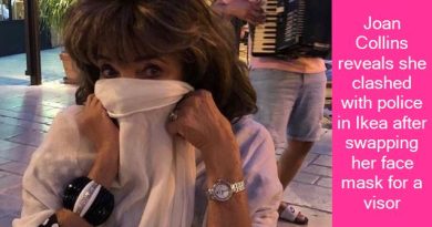 Joan Collins reveals she clashed with police in Ikea after swapping her face mask for a visor