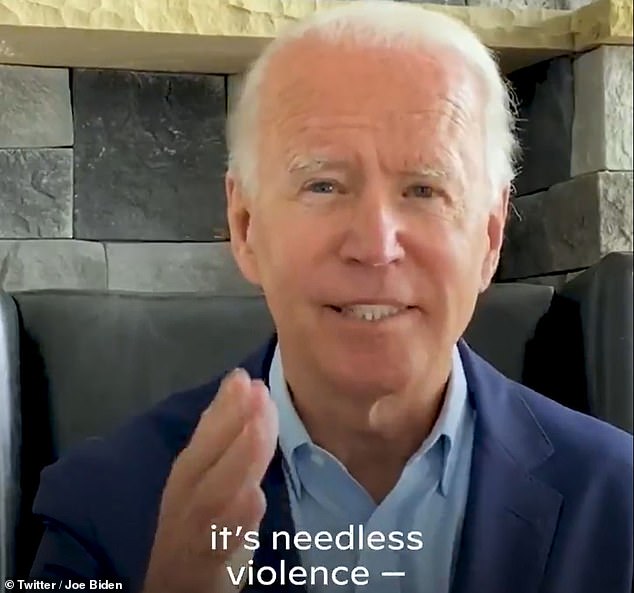 Joe Biden condemned the violence following the shooting of Jacob Blake in Wisconsin on Sunday