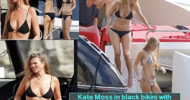 Kate Moss, 46, shows off her incredible figure in tiny black bikini as she enjoys day on luxury yacht with daughter Lila-Grace, 17 and boyfriend Nikolai von Bismarck, 33, in Ibiza