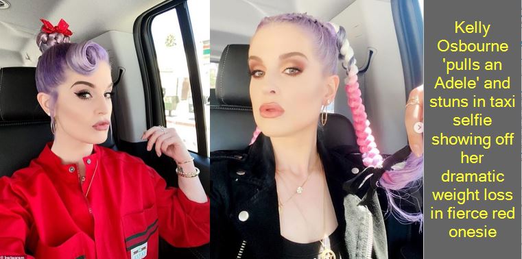 Kelly Osbourne 'pulls an Adele' and stuns in taxi selfie showing off her dramatic weight loss in fierce red onesie