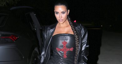 Kim Kardashian Rocks Leather Dress & Matching Trench Coat While Out To Dinner With Pals