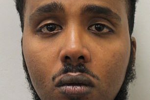 Kitchen knife-wielding Yasin Amare (pictured), 29, stabbed Gleb Zhebrovsky, 39, three times in Alton Street, Poplar, east London, before leaving him to bleed to death