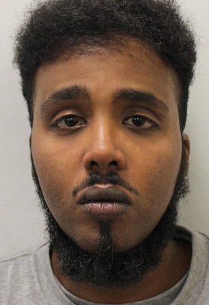 Kitchen knife-wielding Yasin Amare (pictured), 29, stabbed Gleb Zhebrovsky, 39, three times in Alton Street, Poplar, east London, before leaving him to bleed to death