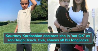 Kourtney Kardashian declares she is 'not OK' as son Reign Disick, five, shaves off his long locks