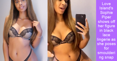Love Island's Sophie Piper shows off her figure in black lace lingerie as she poses for smouldering snap